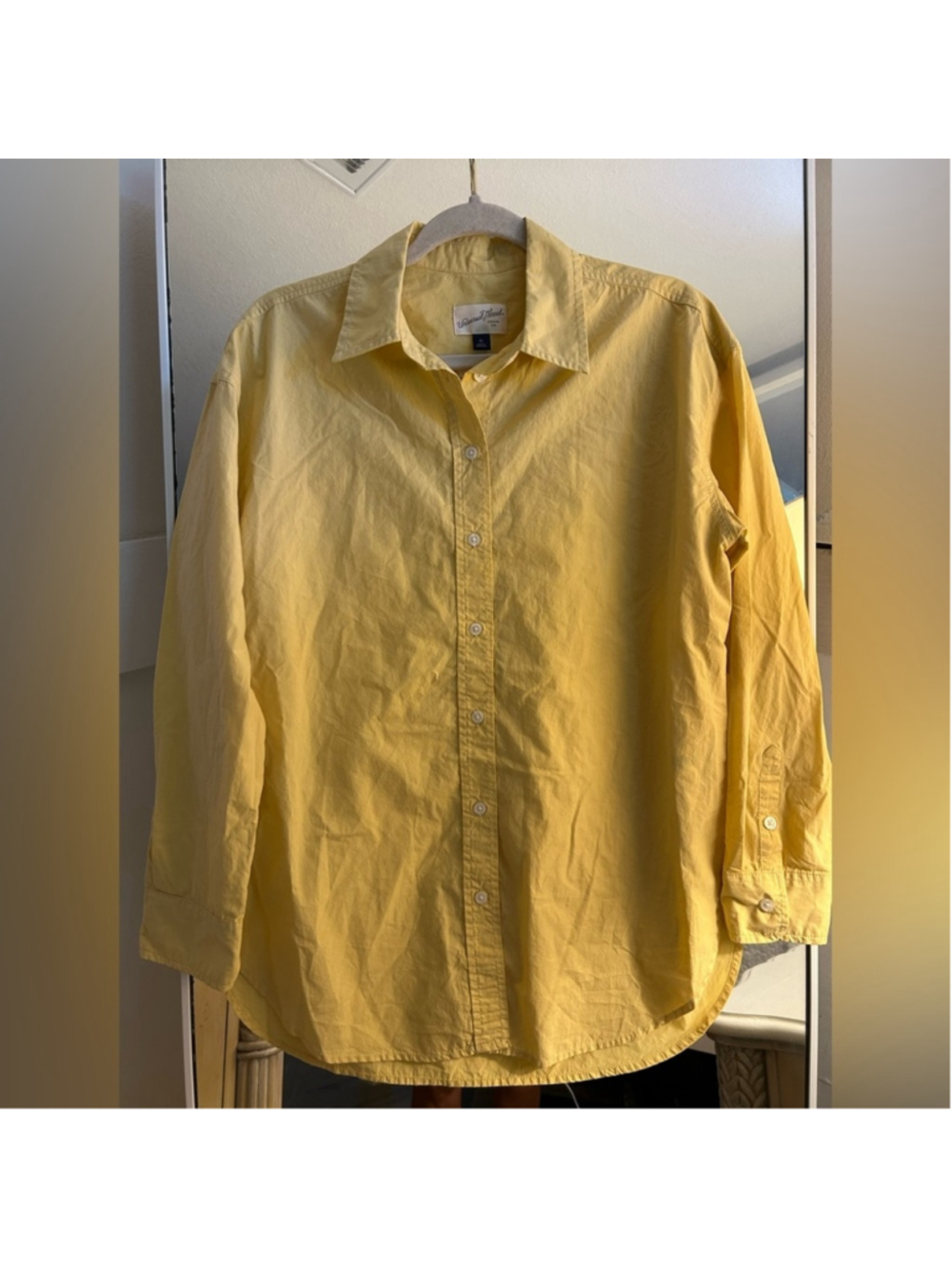 NEW Yellow Oversized Cotton Collared Long Sleeve Button Down Shirt XS